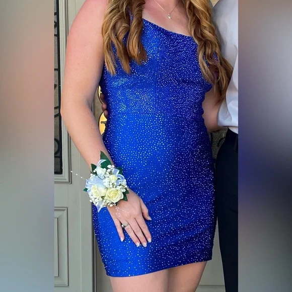 sachin and babi light blue dress Amarra 88012 Short Homecoming Fitted Slit Cocktail Dress – The Dress Outlet main image 0